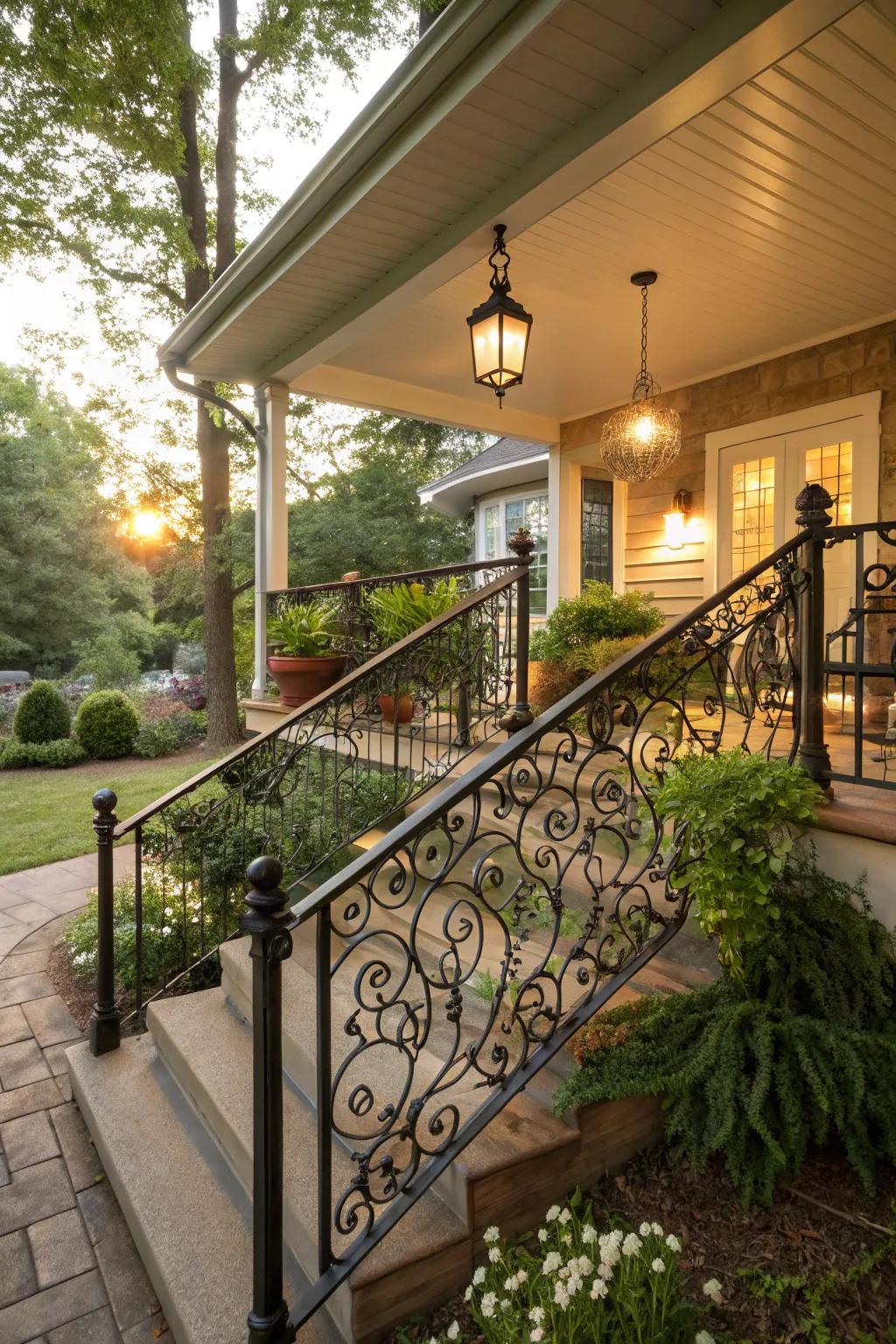 Decorative railings enhance both safety and style.