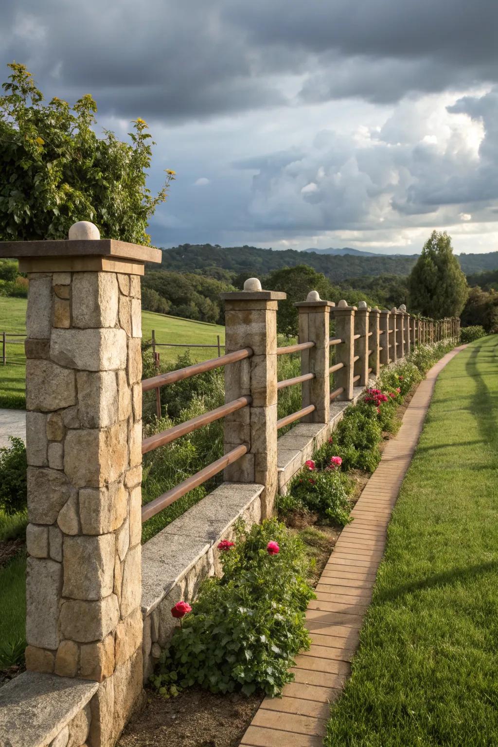 Stone and wood combine for a look of elegance and strength.