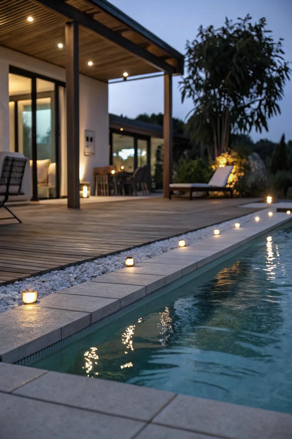 Enhance relaxation with hot tub and pool area lighting.