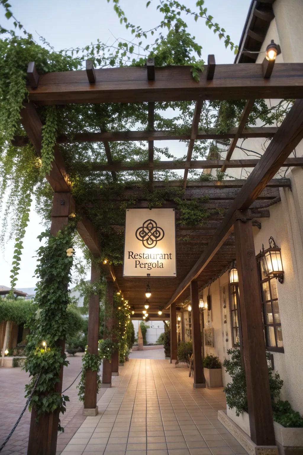 Branding elements add a personalized touch to pergolas.