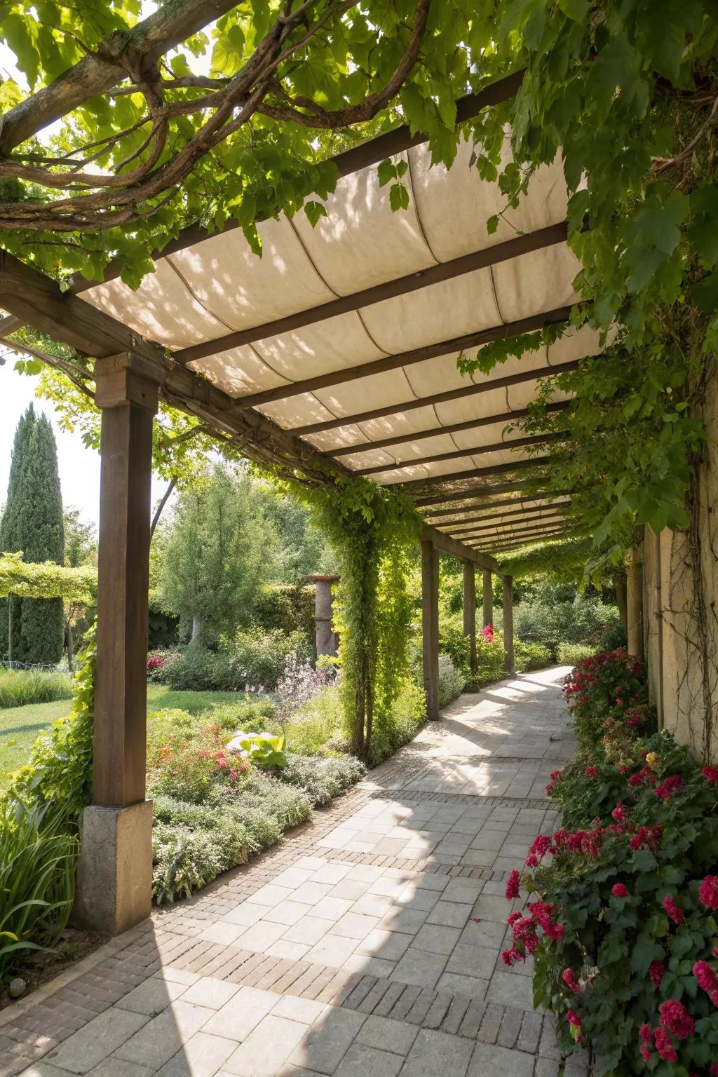 Create a living canopy by incorporating live vines.