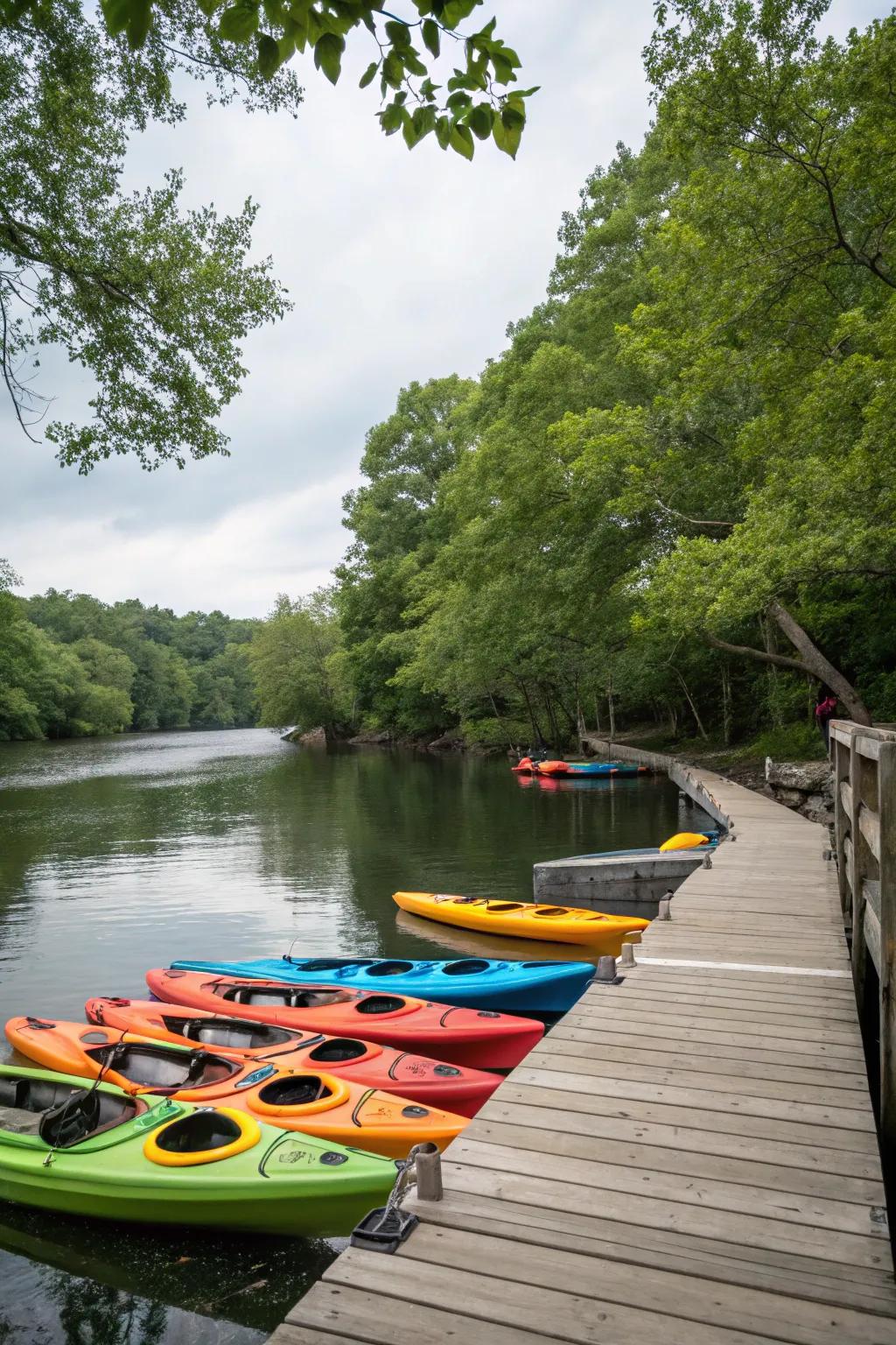 A convenient kayak launch area for river explorations.