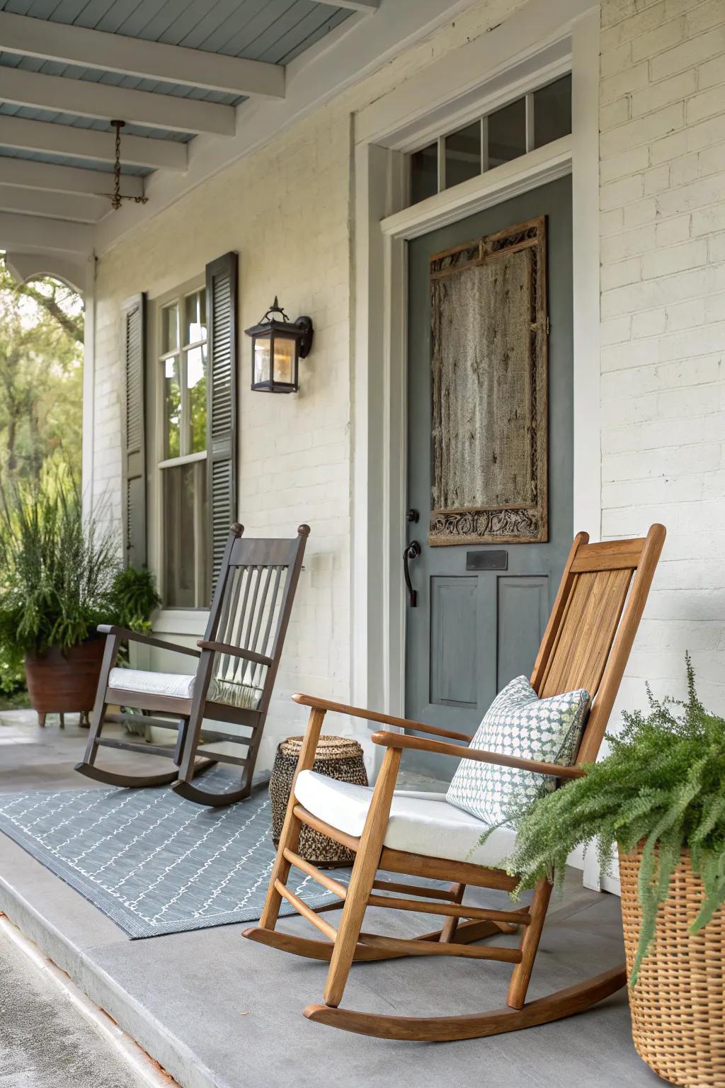 Create an eclectic vibe with a mix of rocking chair styles.