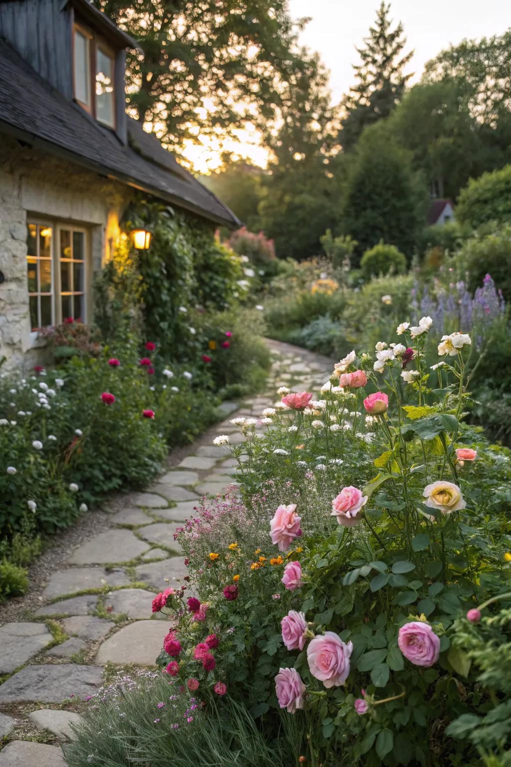 Cottage-style gardens celebrate the beauty of nature's wildness.