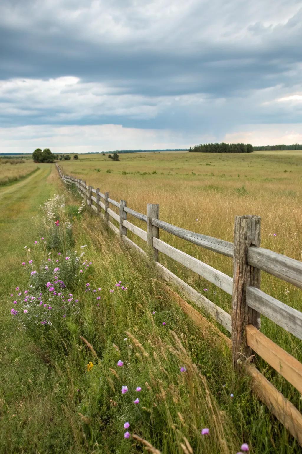 A pastoral cedar fence offering a countryside feel.