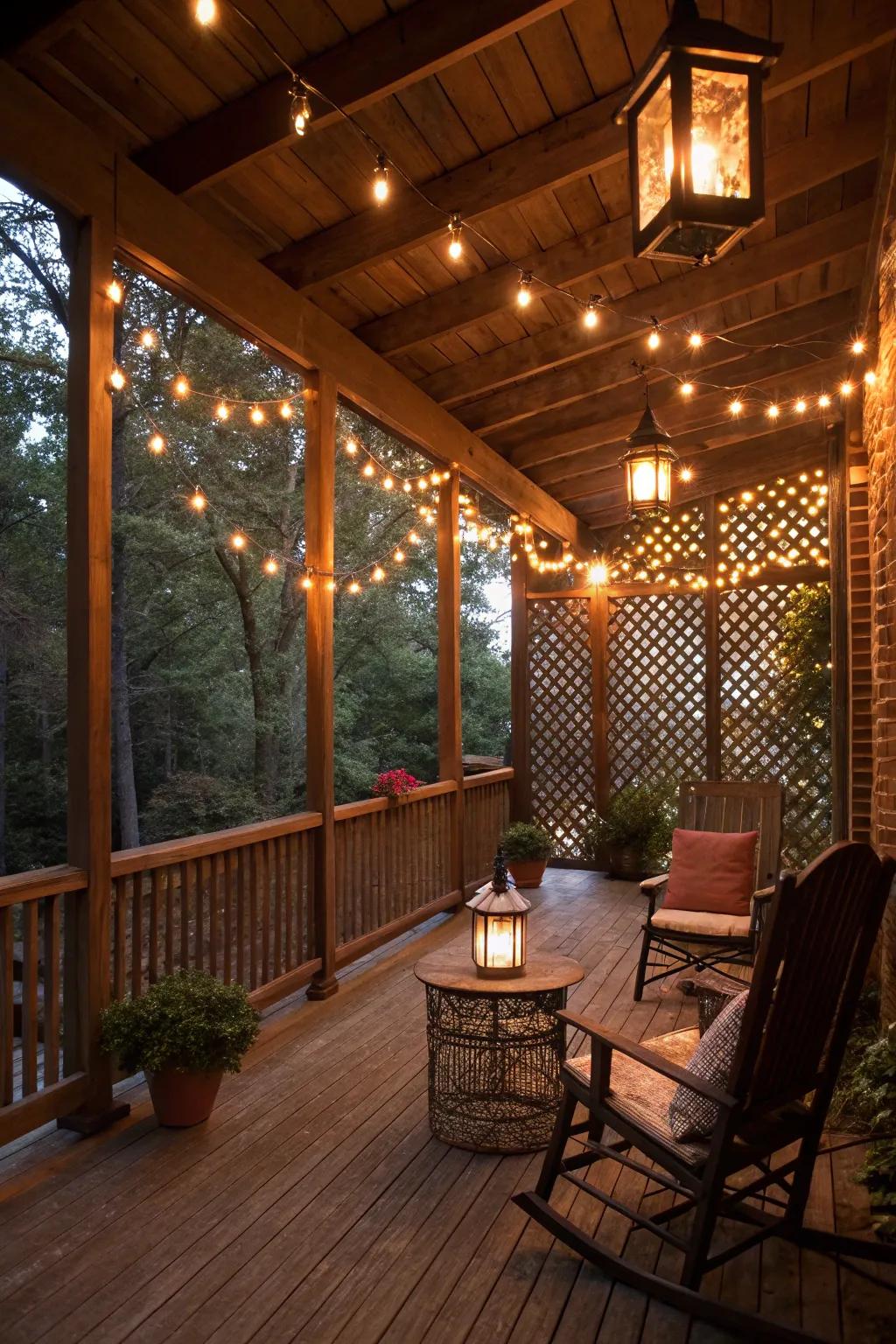 Warm lighting creates a cozy evening atmosphere.