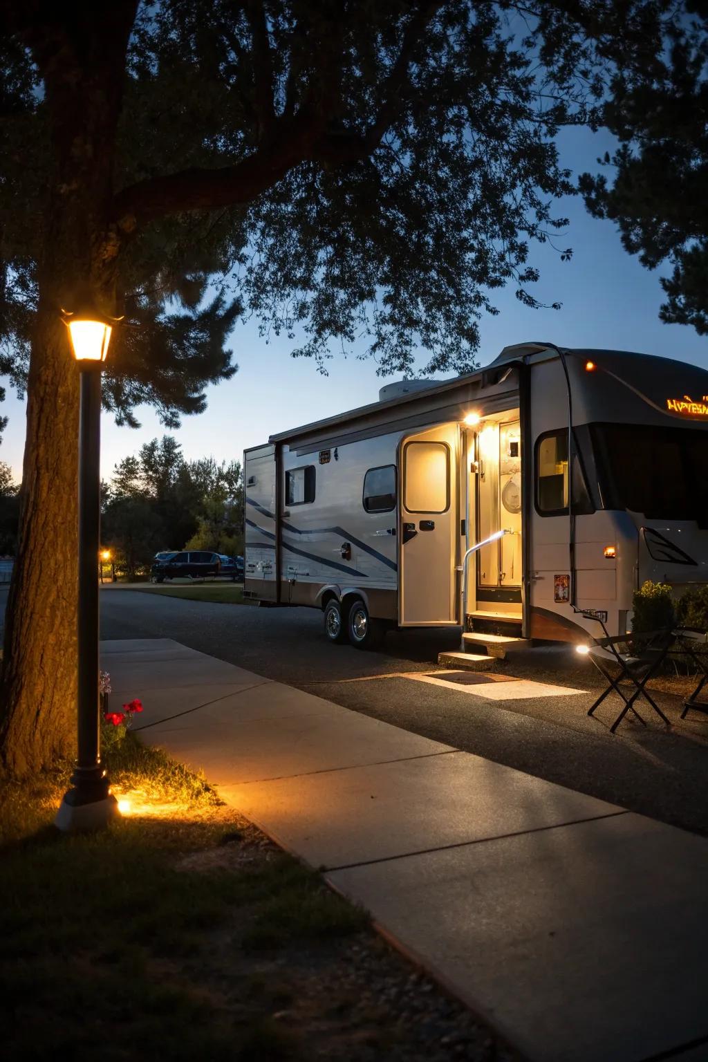 Motion-sensing lights provide safety and convenience around your RV.