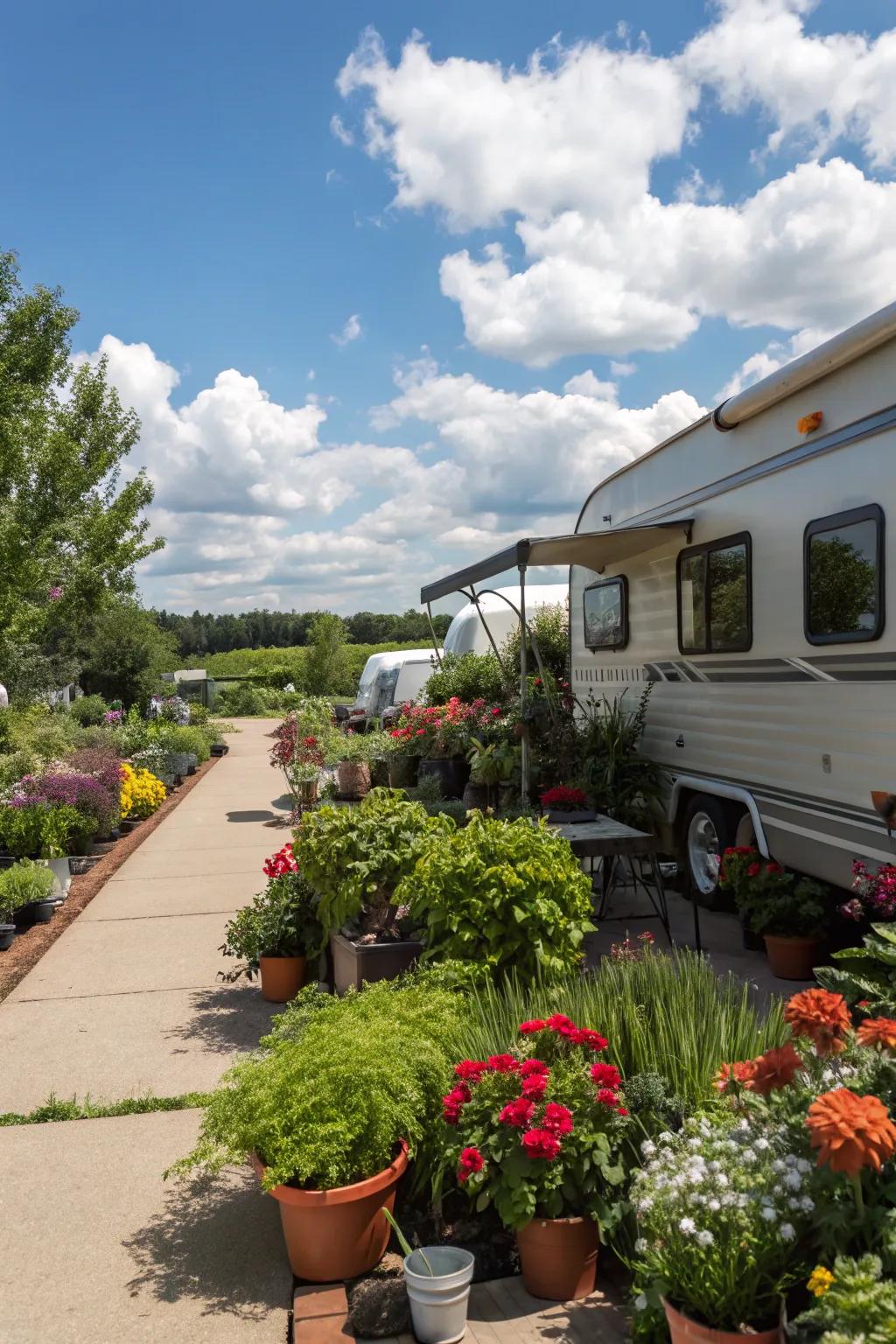Plants add a touch of nature and freshness to your RV setting.