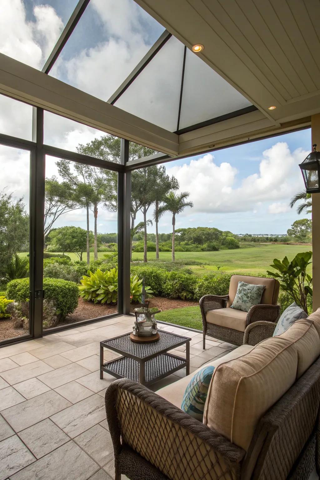 A scenic lanai with unobstructed views.