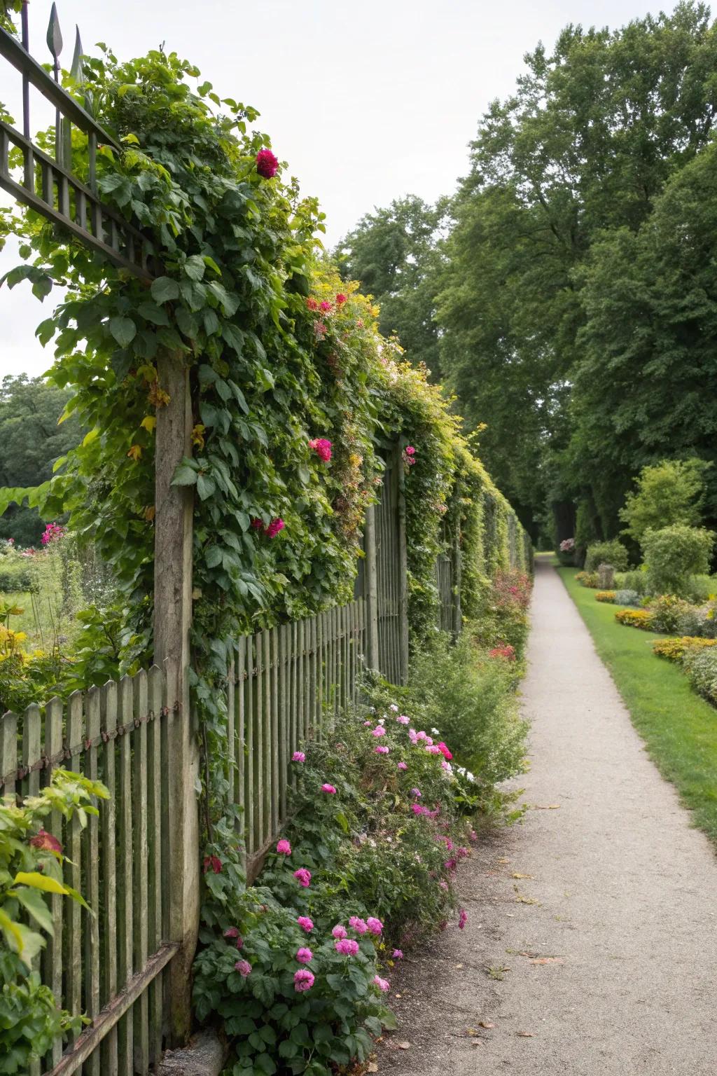 A living green wall fence blending nature with structure.