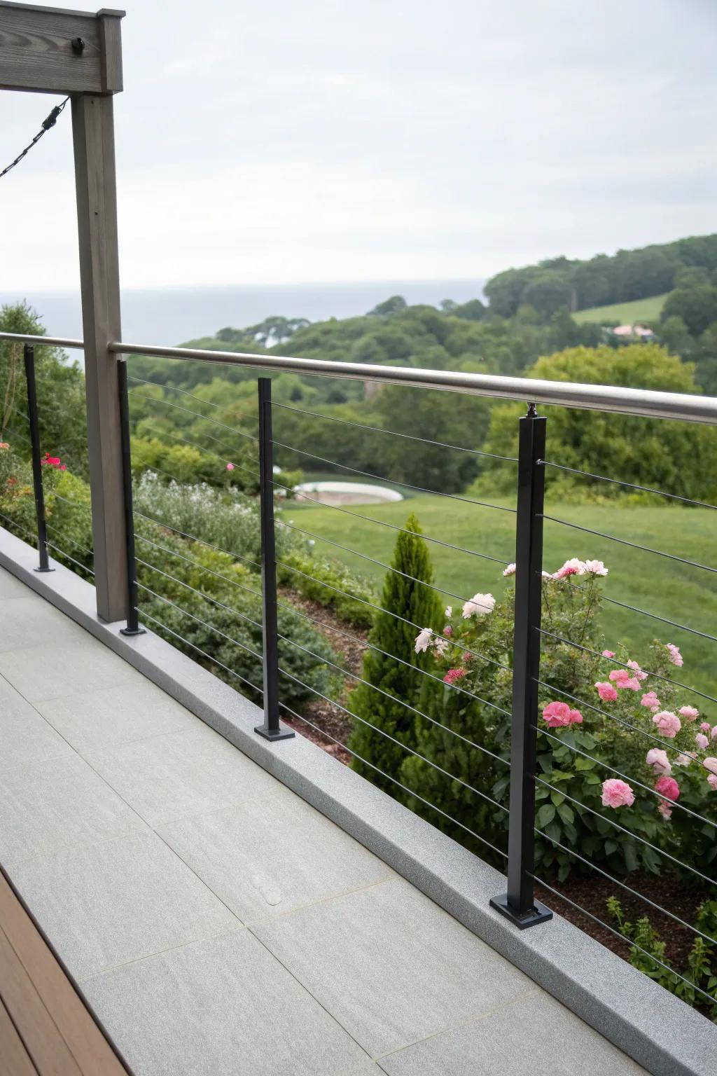 Cable railings create a sleek and open aesthetic.