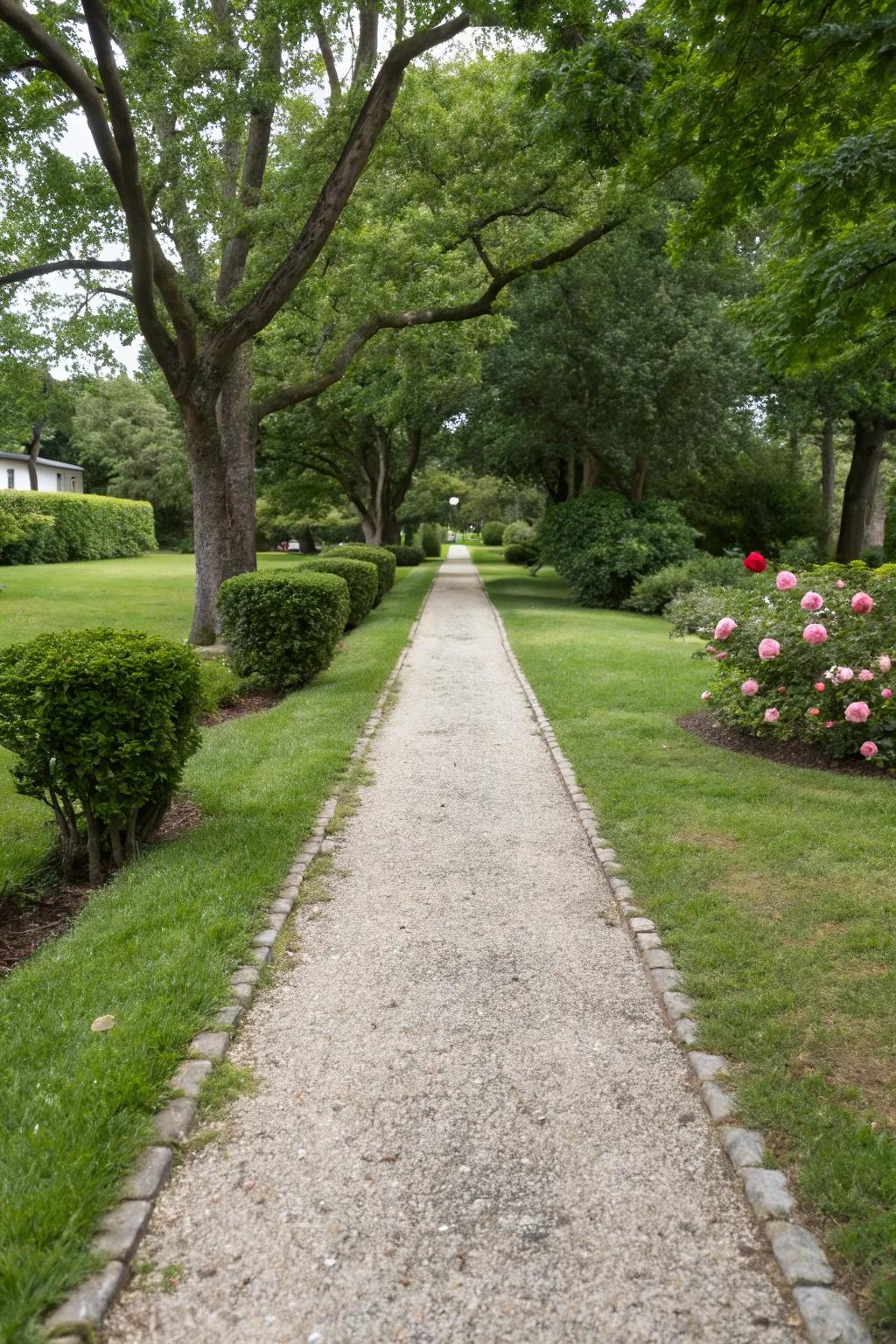Gravel walkways offer simplicity and versatility.
