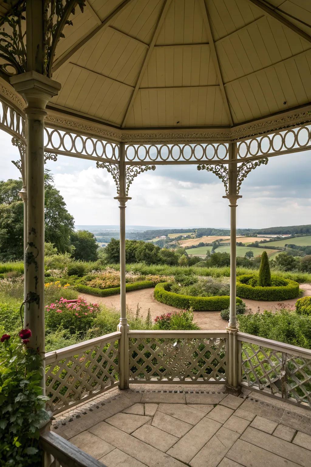 Open sides of the silo gazebo connecting with nature.