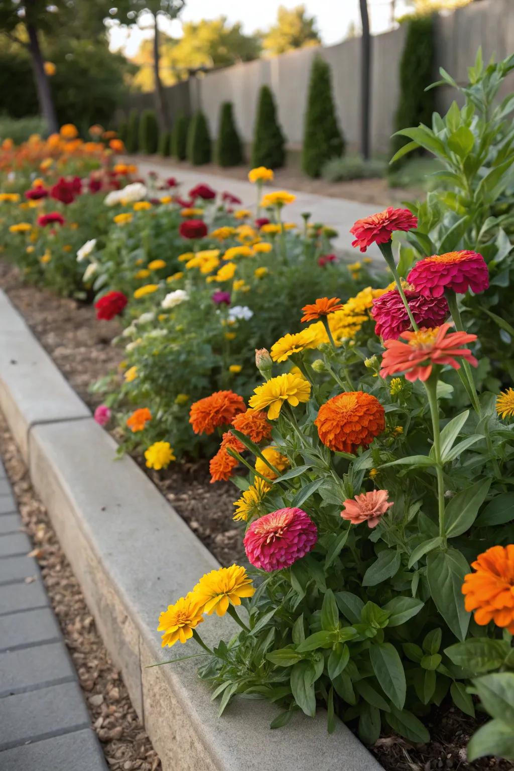 Vibrant flowers adding a splash of color to a garden space.