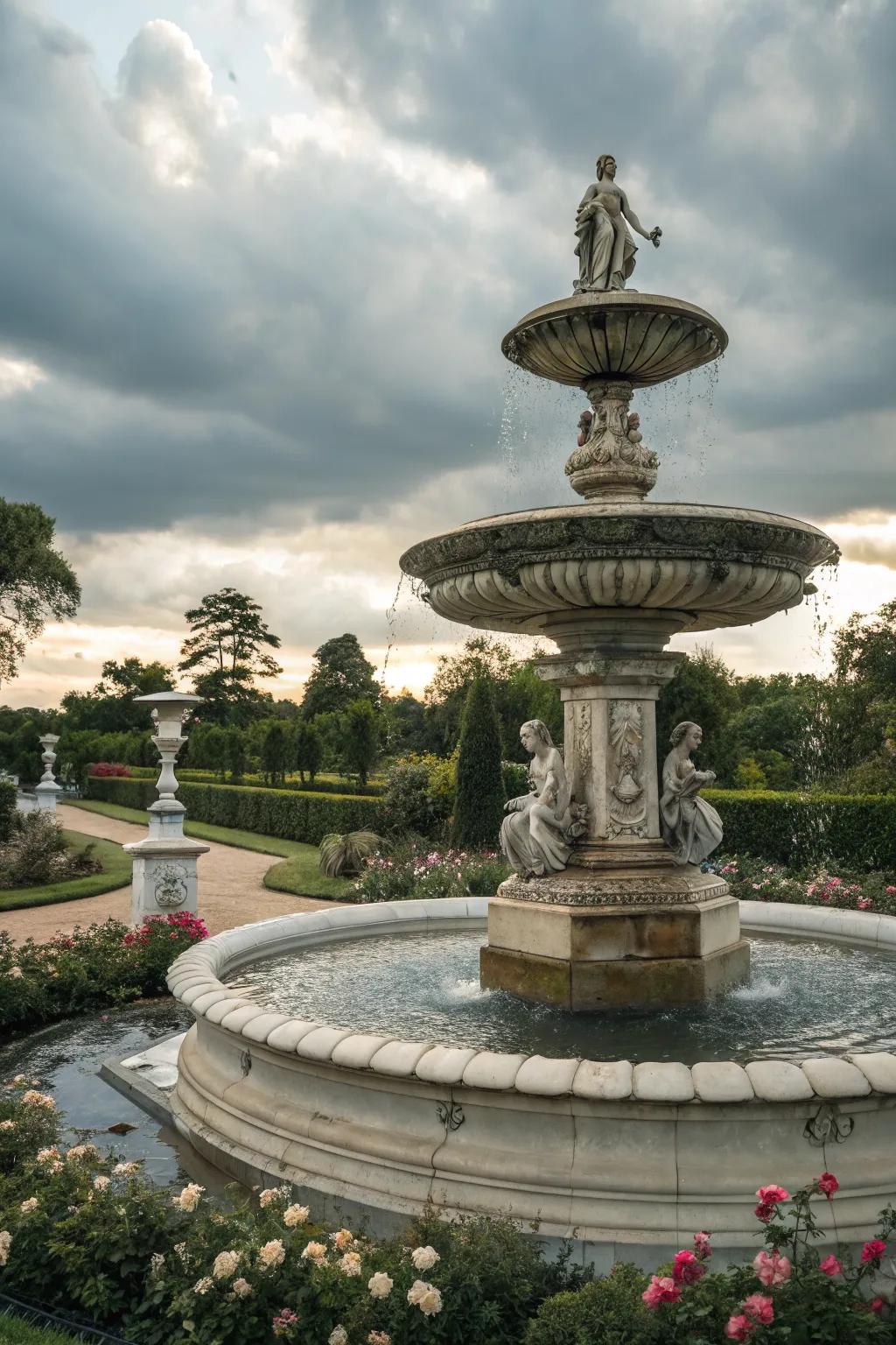 Make a statement with a two-tiered fountain.