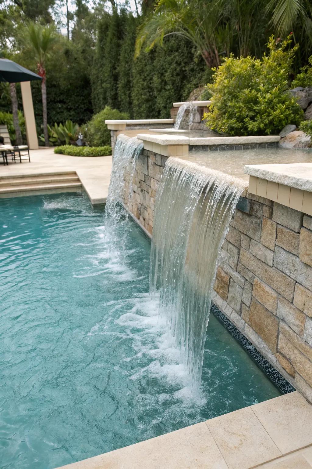 An edge-integrated waterfall offers a seamless design solution.