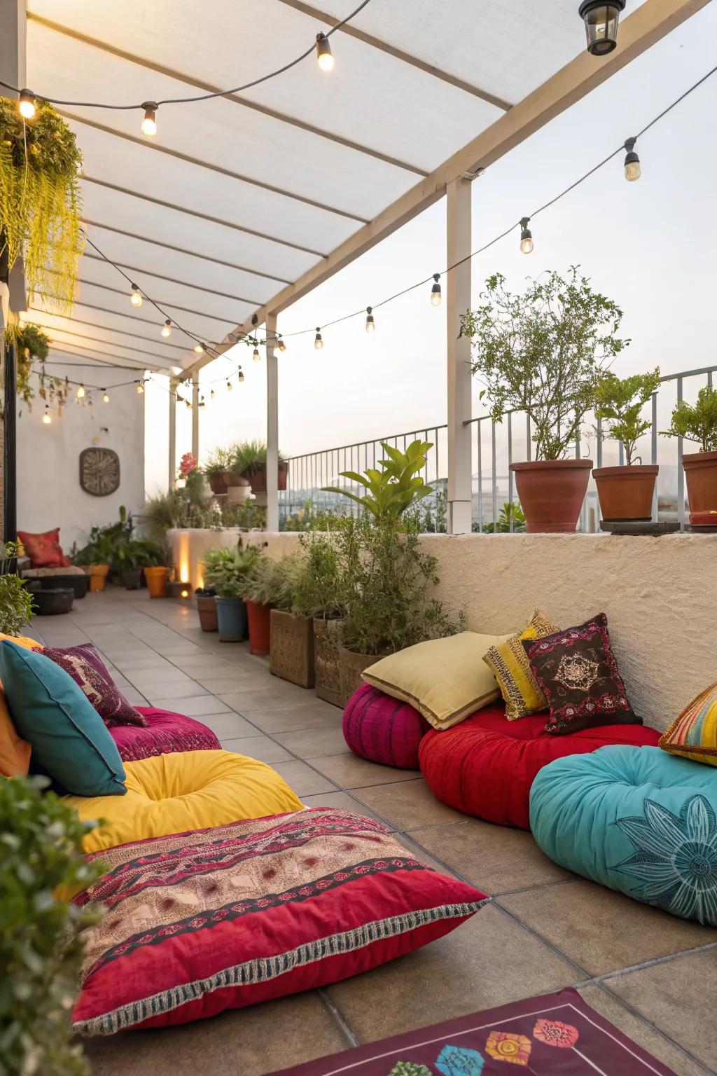 Add personality with colorful cushions.