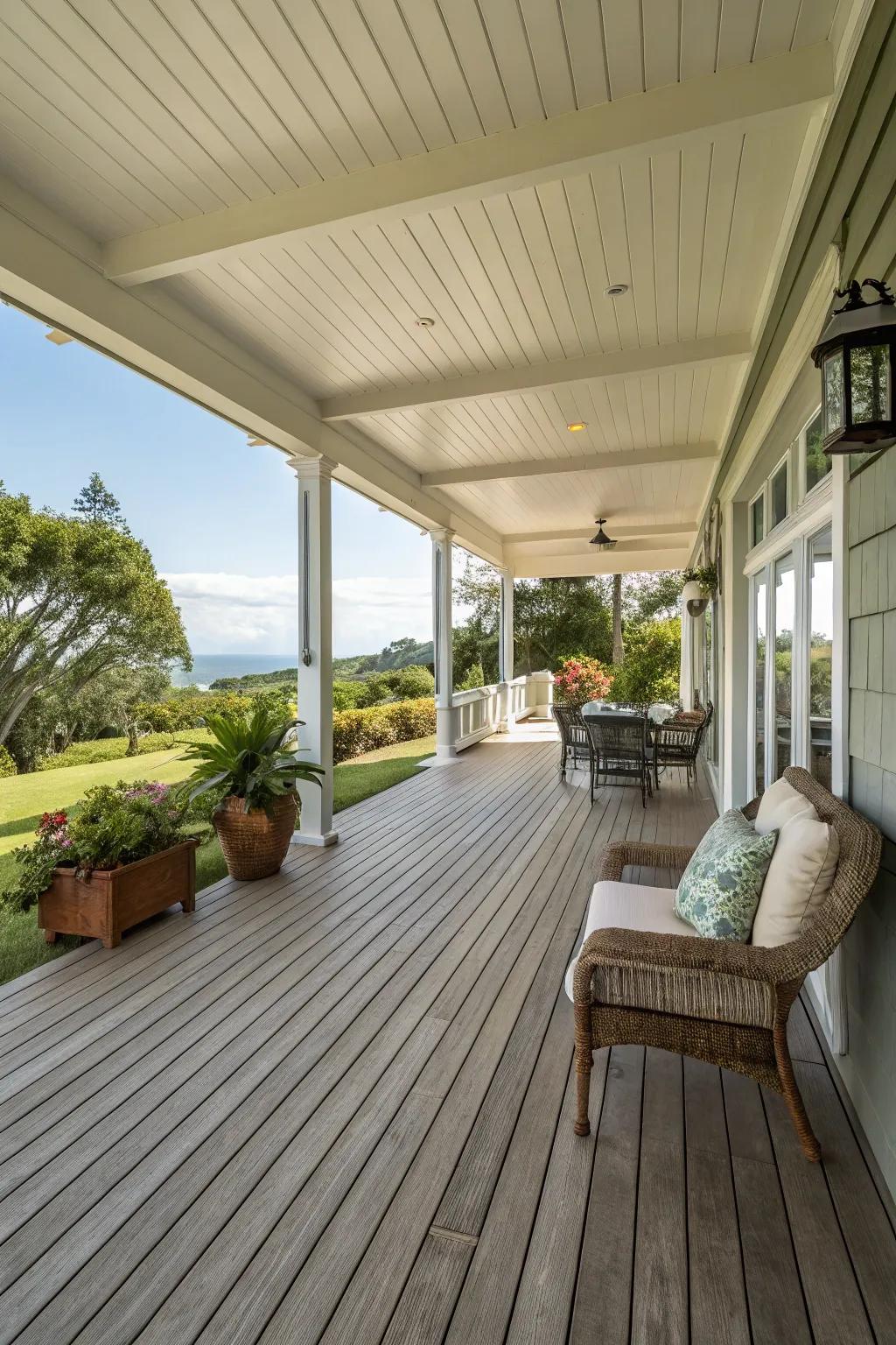 Textured flooring providing character to the veranda.