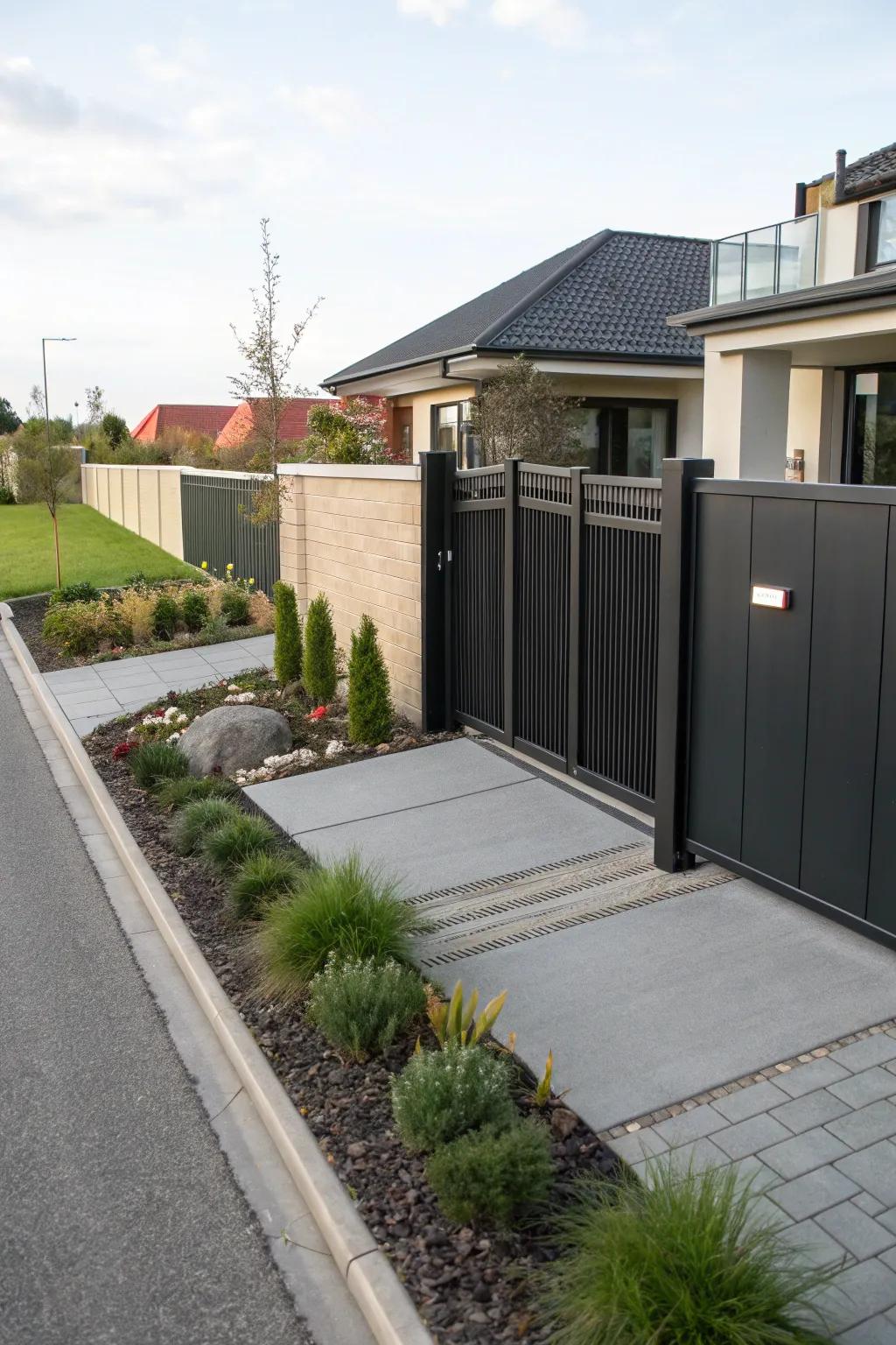 Composite panels offer a durable and stylish gate solution.