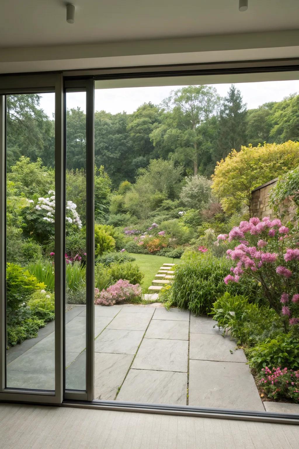 Frameless sliding doors offer uninterrupted scenic views.