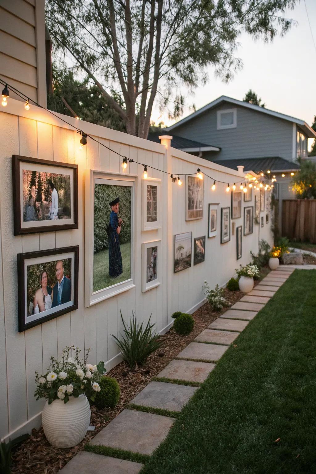 A photo display adds a personal and sentimental touch.