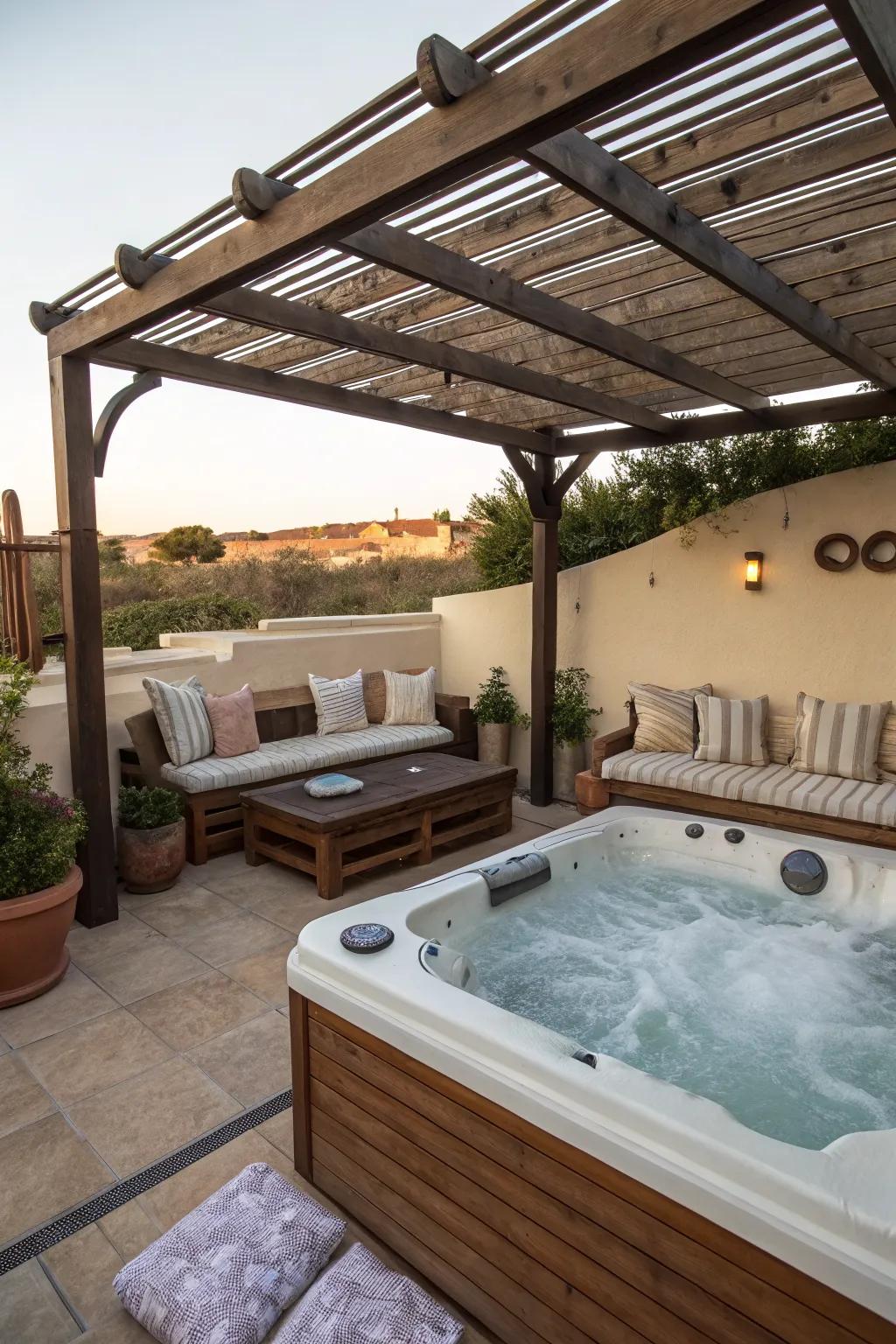 Comfortable seating enhances the jacuzzi experience for you and your guests.