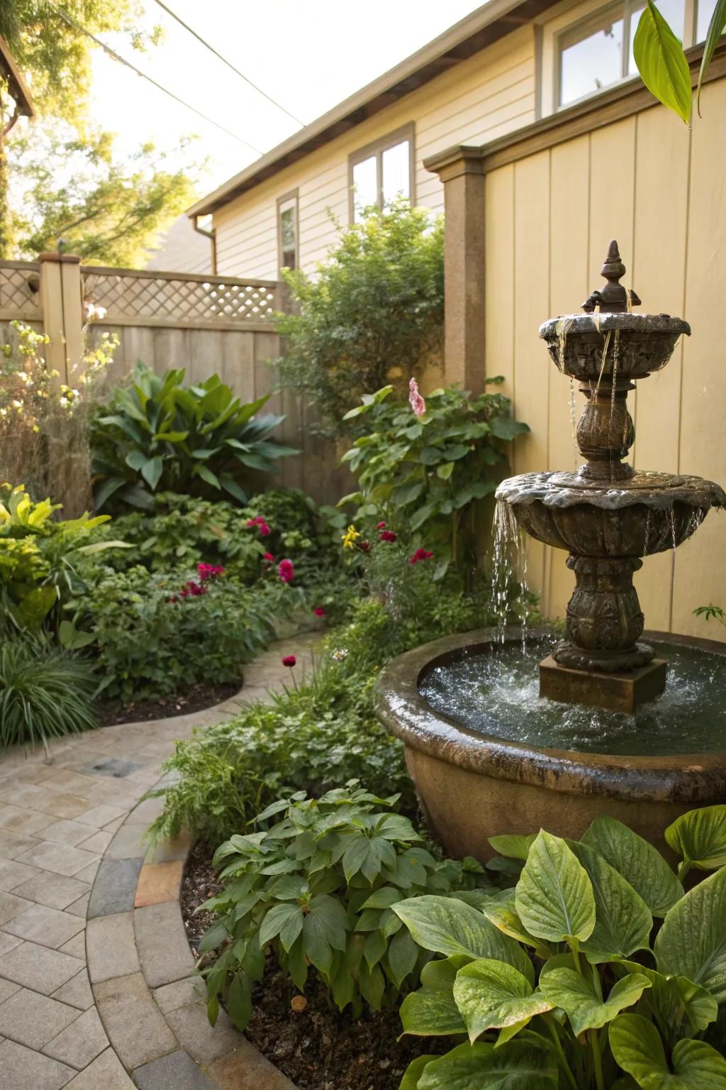 A water feature brings a relaxing ambiance to your backyard.