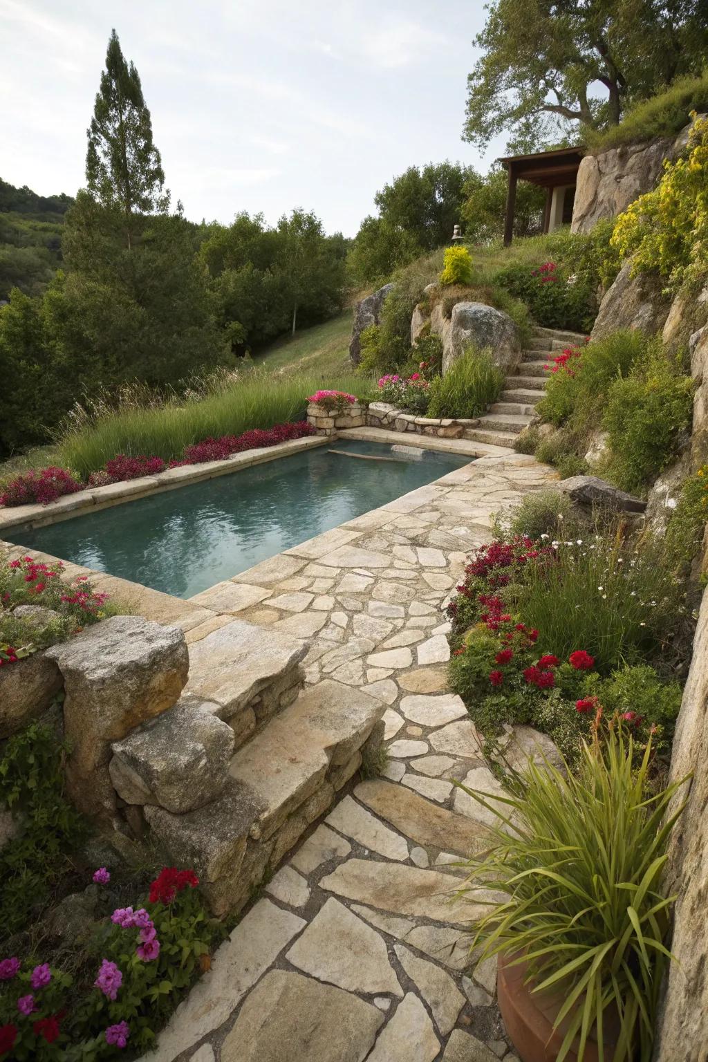 Timeless elegance with natural stone surroundings.