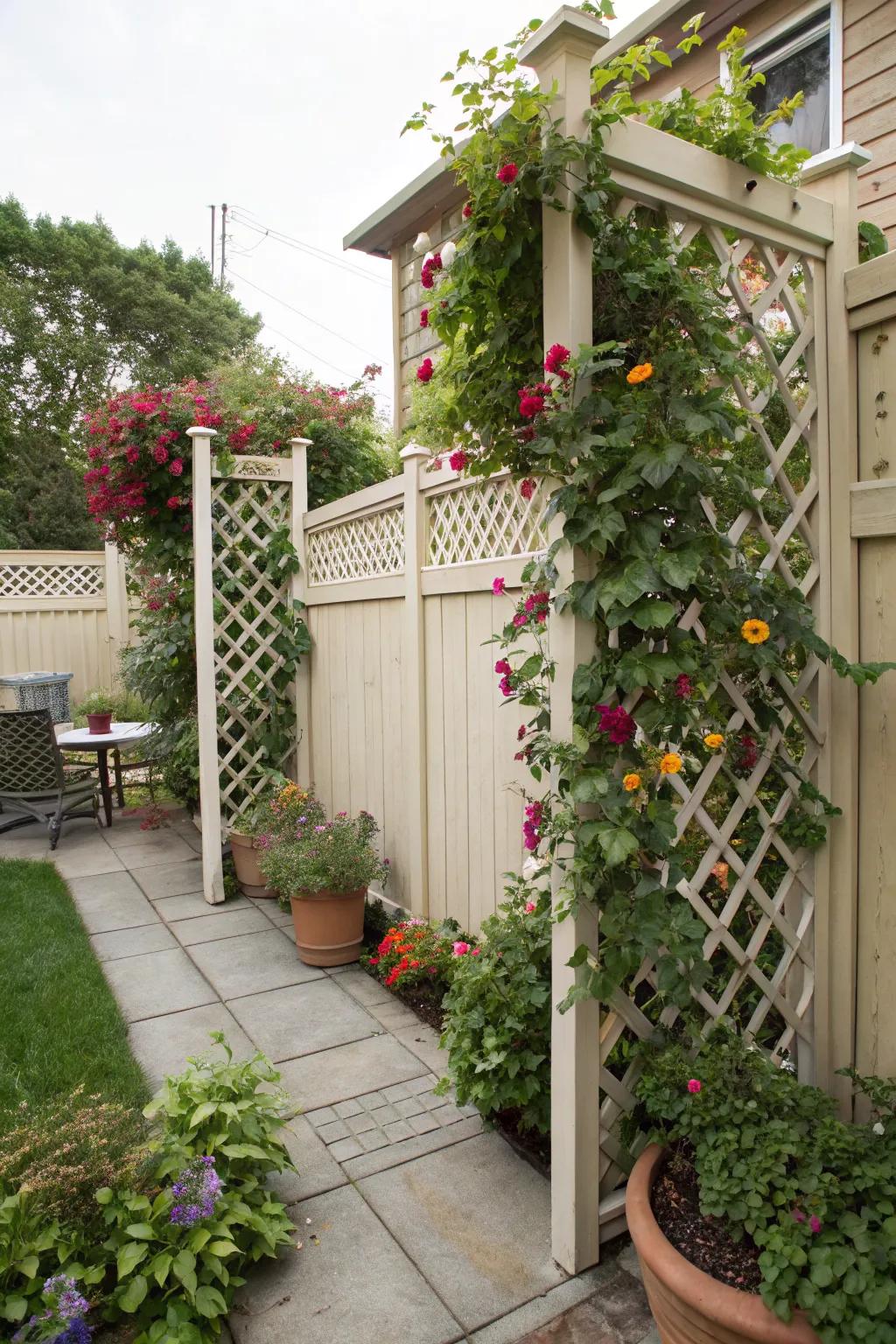 Lattice panels offer a classic and decorative privacy option.