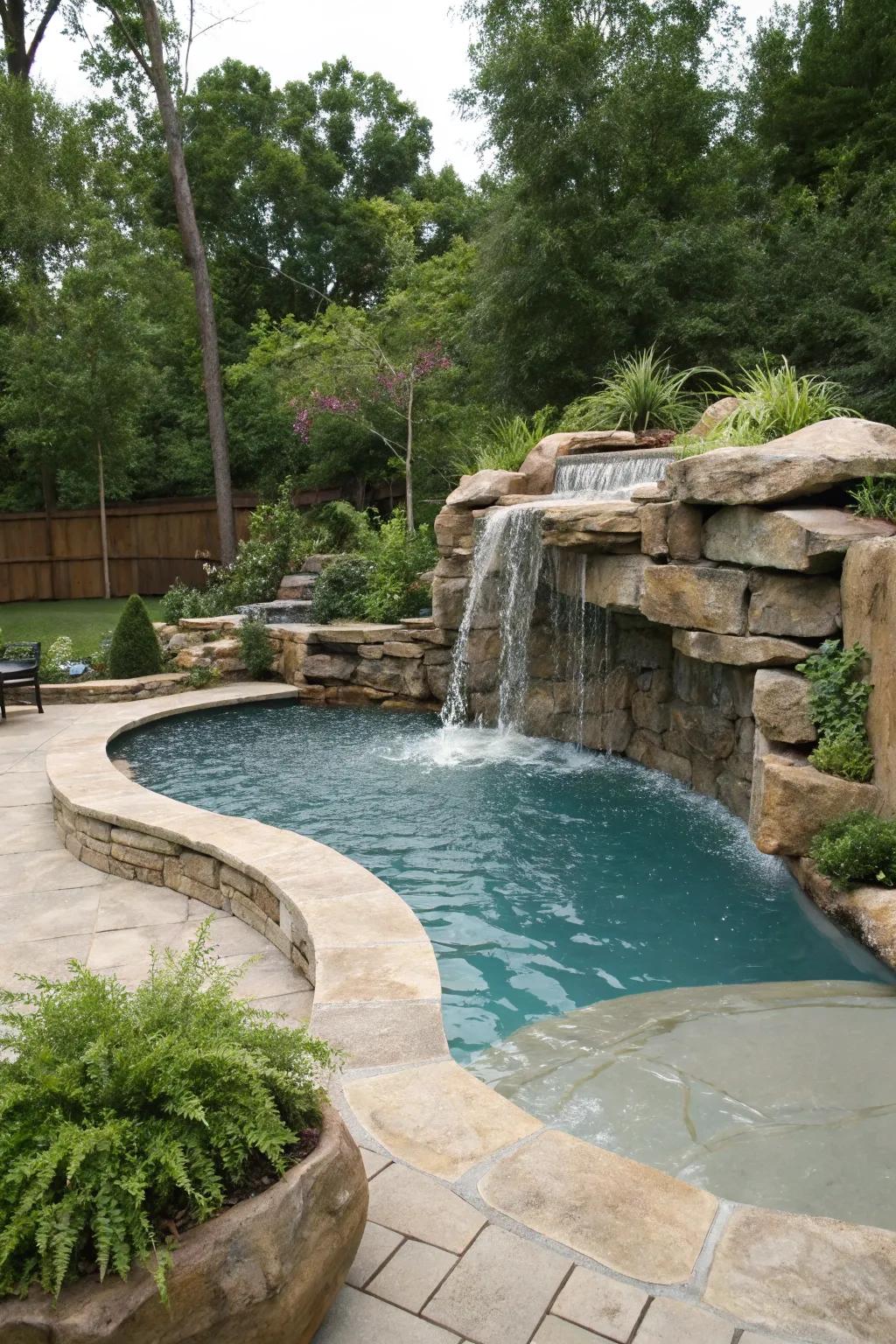 A water feature adds a touch of luxury to your pool.