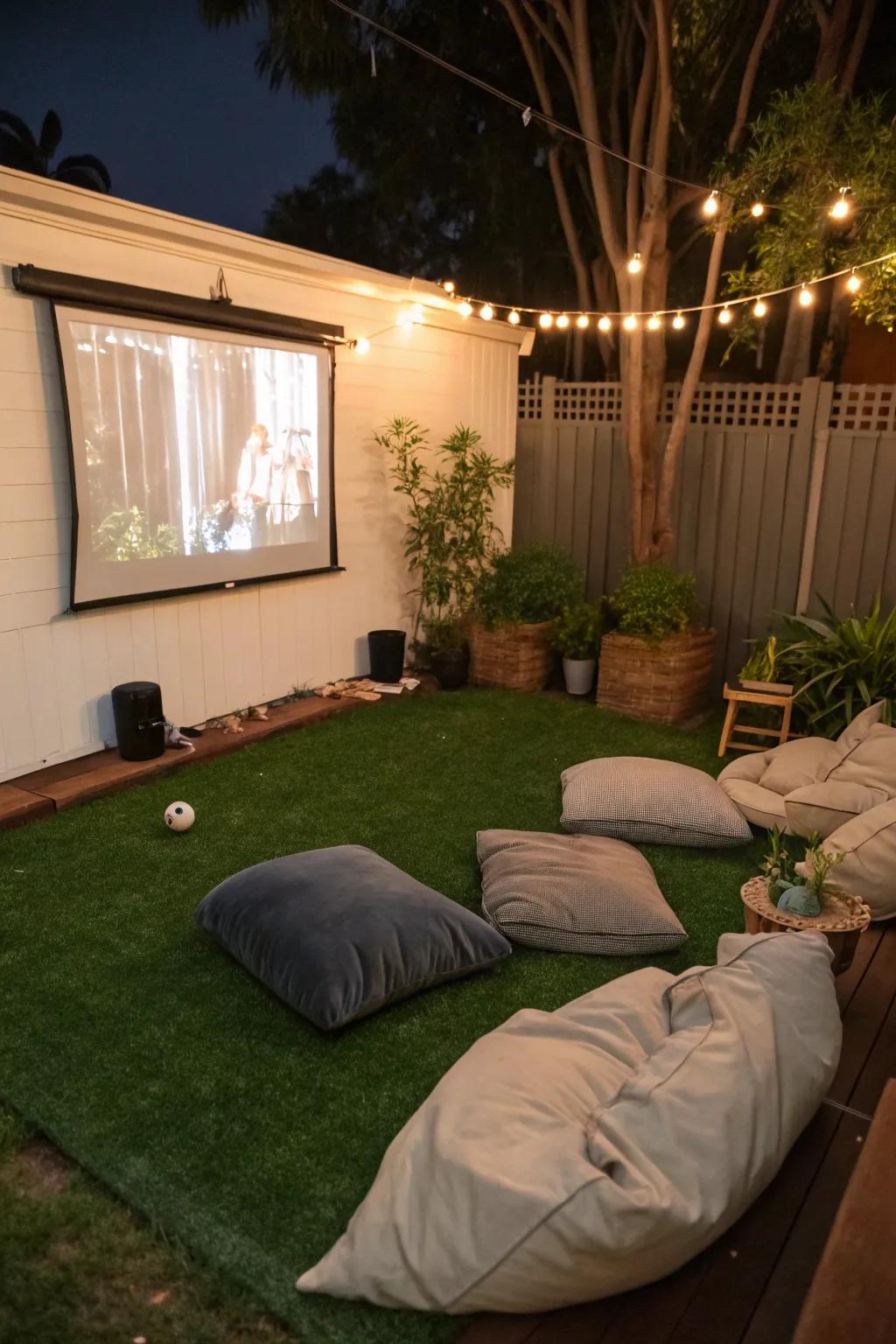 Turn your turf into an outdoor movie theater for starry nights.