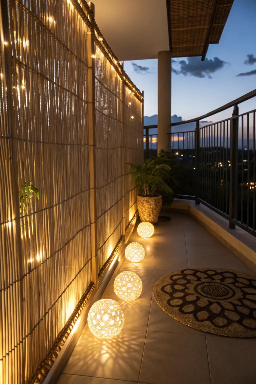 Achieve privacy with a stylish bamboo screen on your balcony.