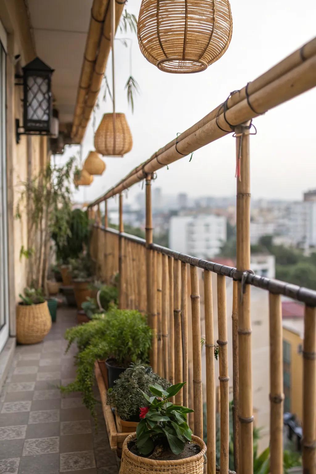 Bamboo rods provide an affordable and rustic privacy solution.