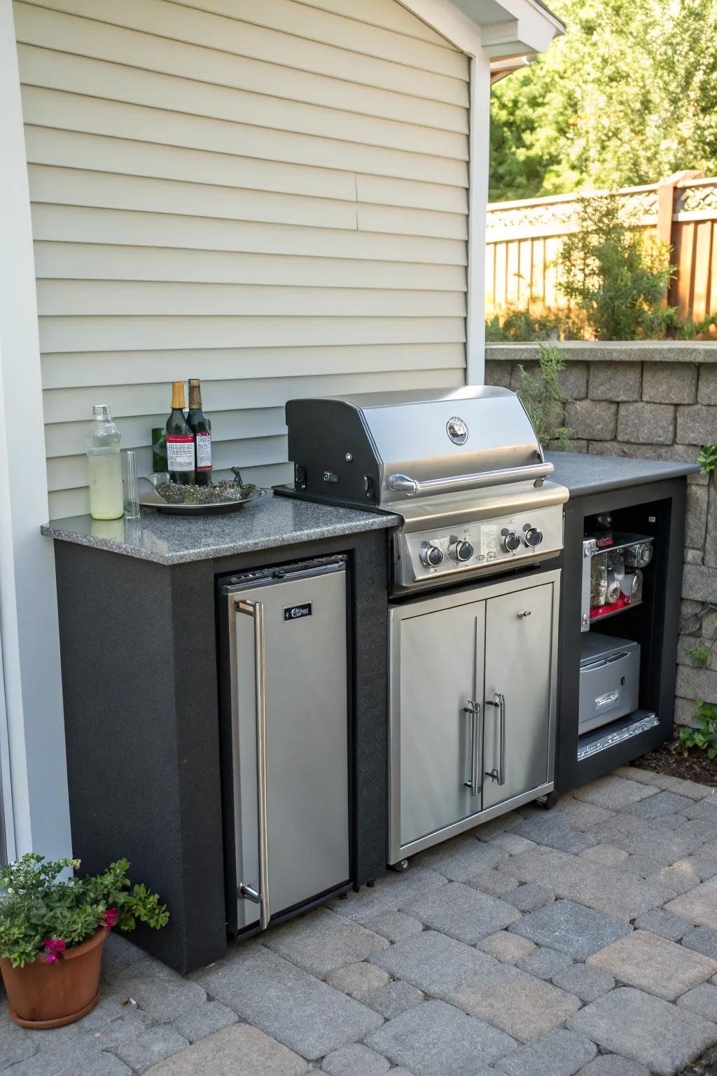 Compact yet complete outdoor kitchen.