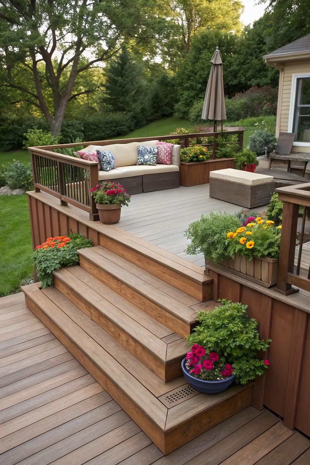 A multi-level design adds depth and functionality.