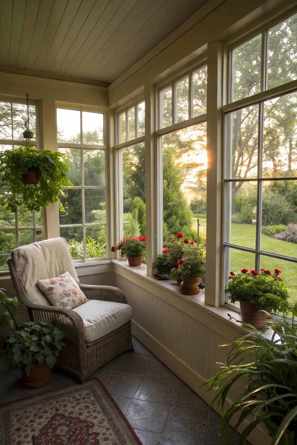 Large windows create a seamless indoor-outdoor connection.