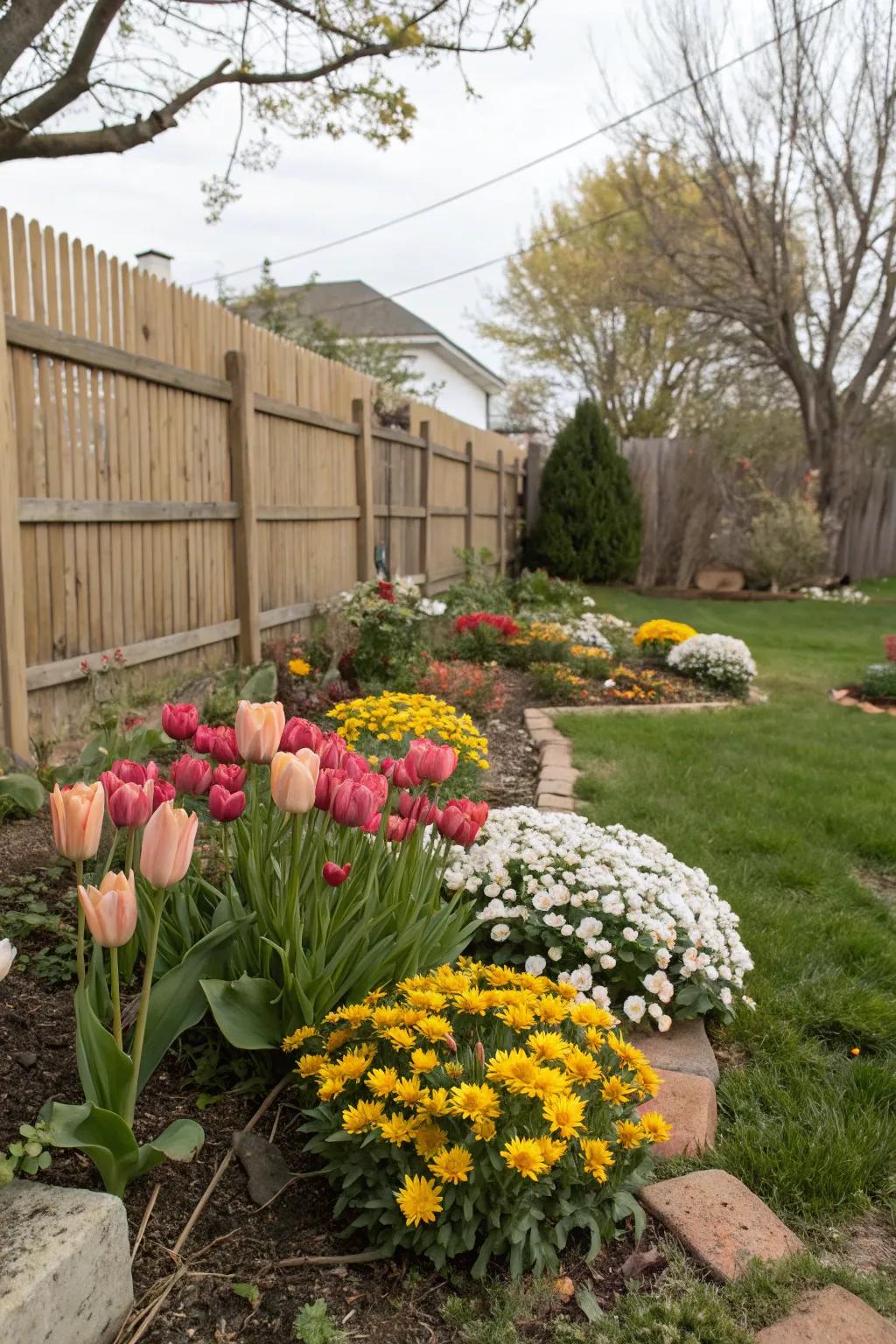 A garden showcasing seasonal blooms throughout the year.