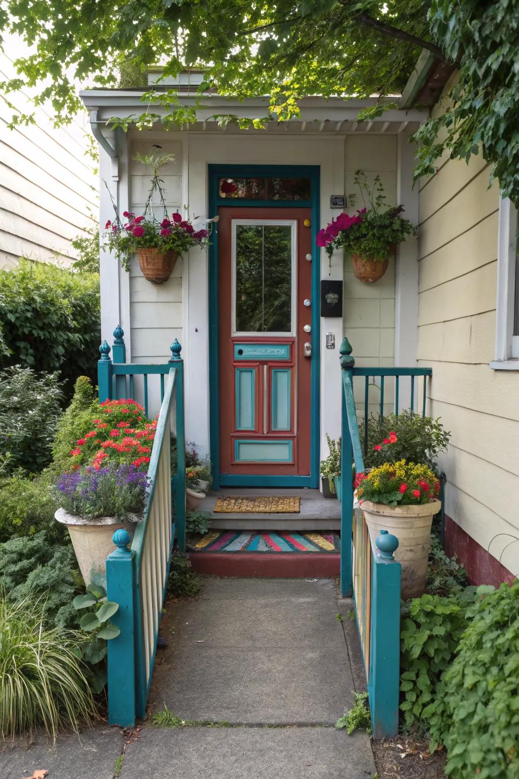 Color coordination brings harmony to a small front door space.