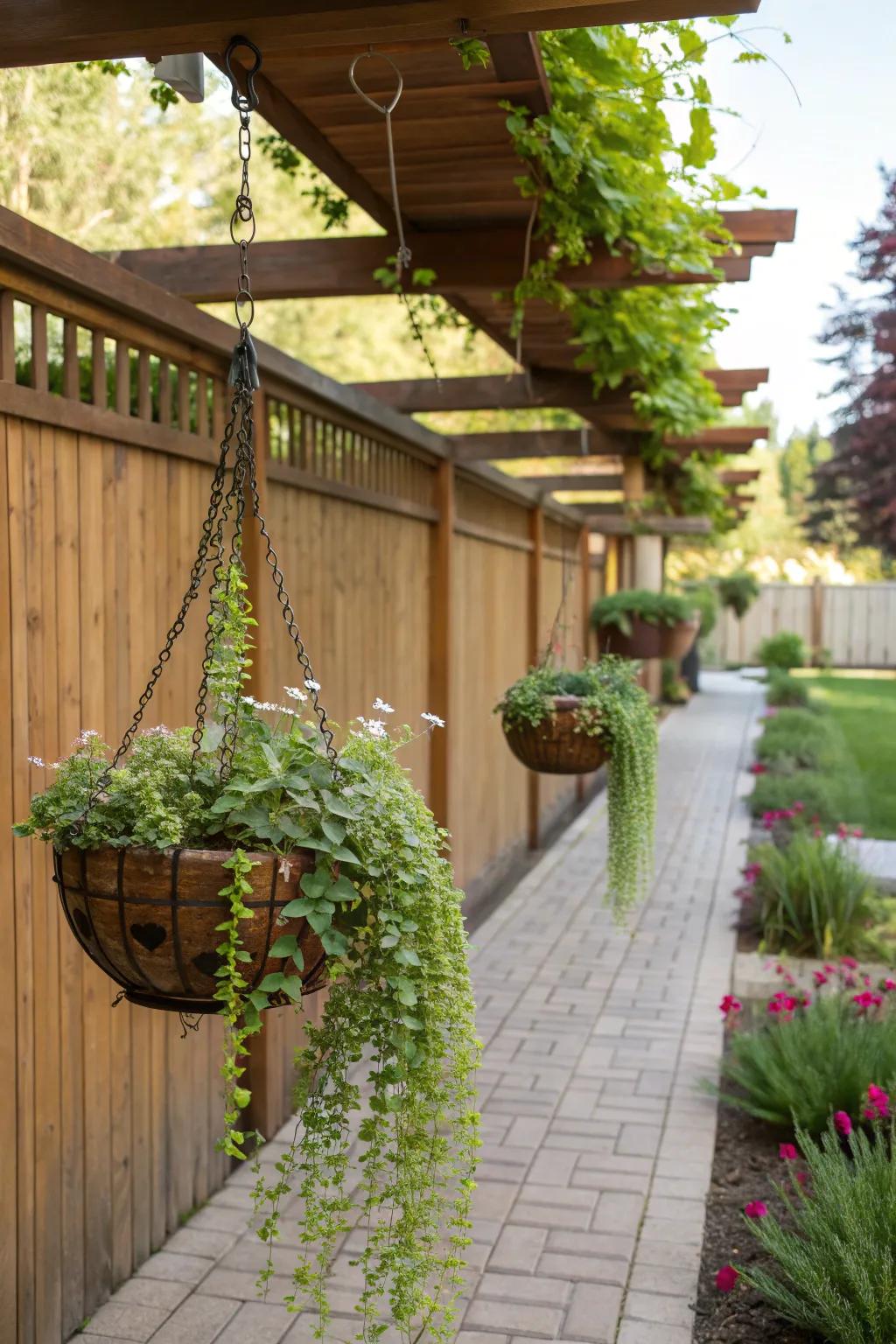 Elevate your garden with hanging planters.