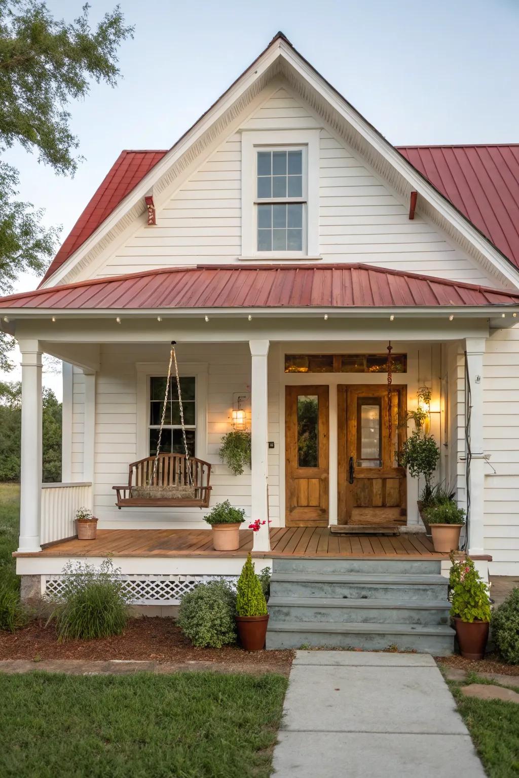A cozy and inviting farmhouse porch