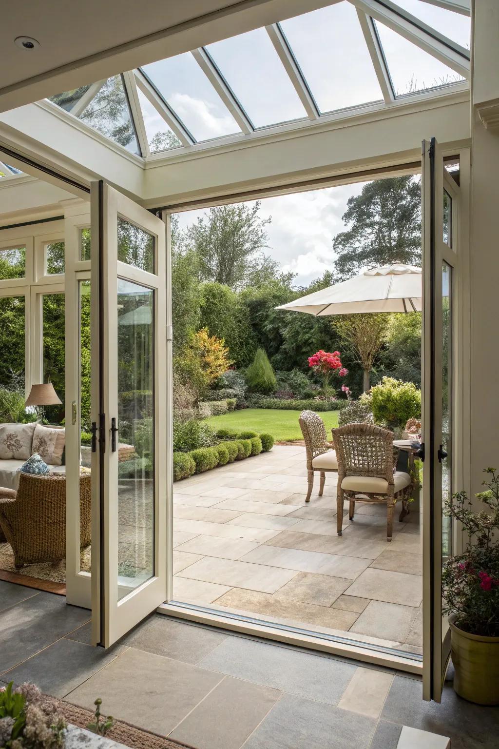 Seamless connection between orangery and garden.