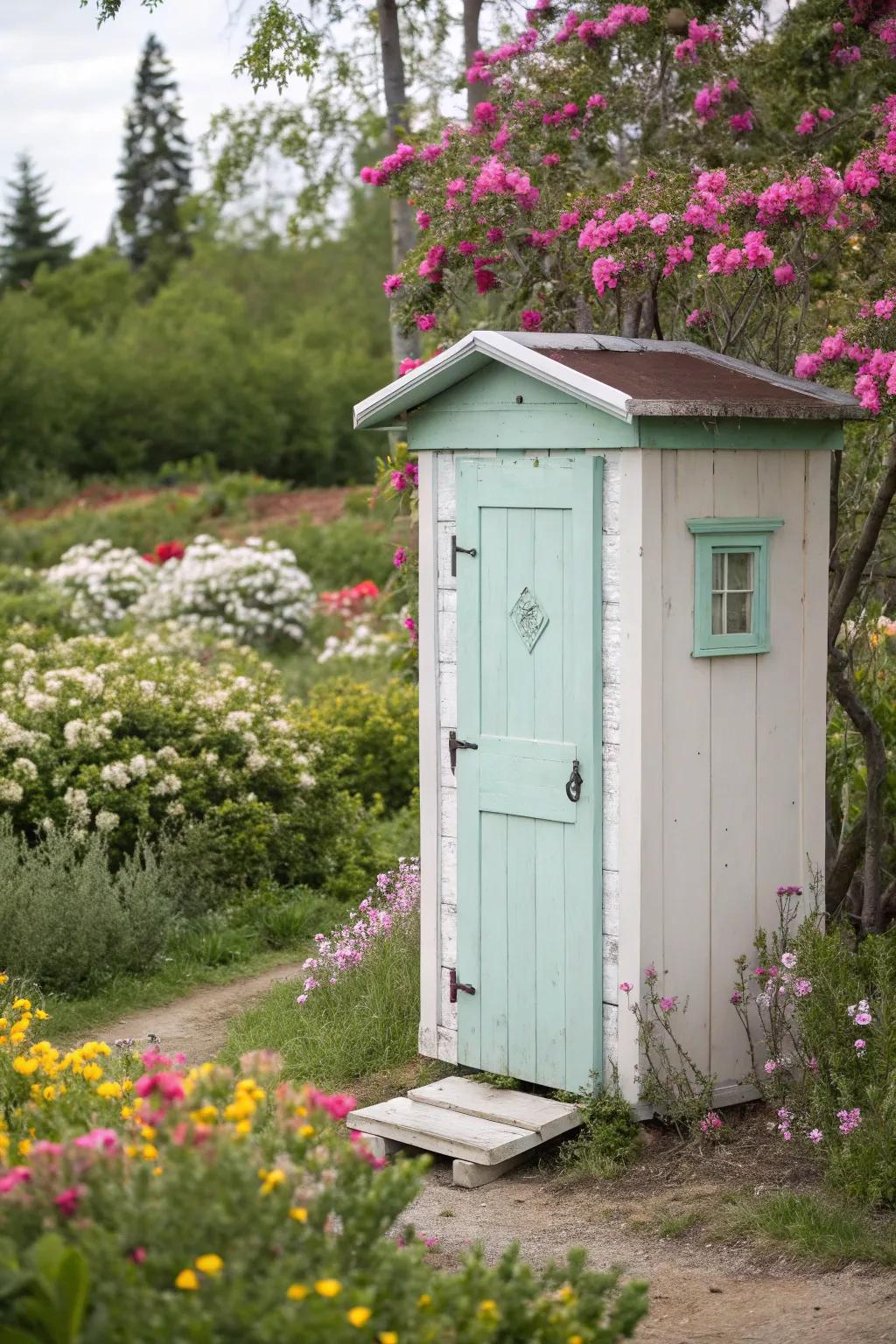Elegant painted outdoor toilet