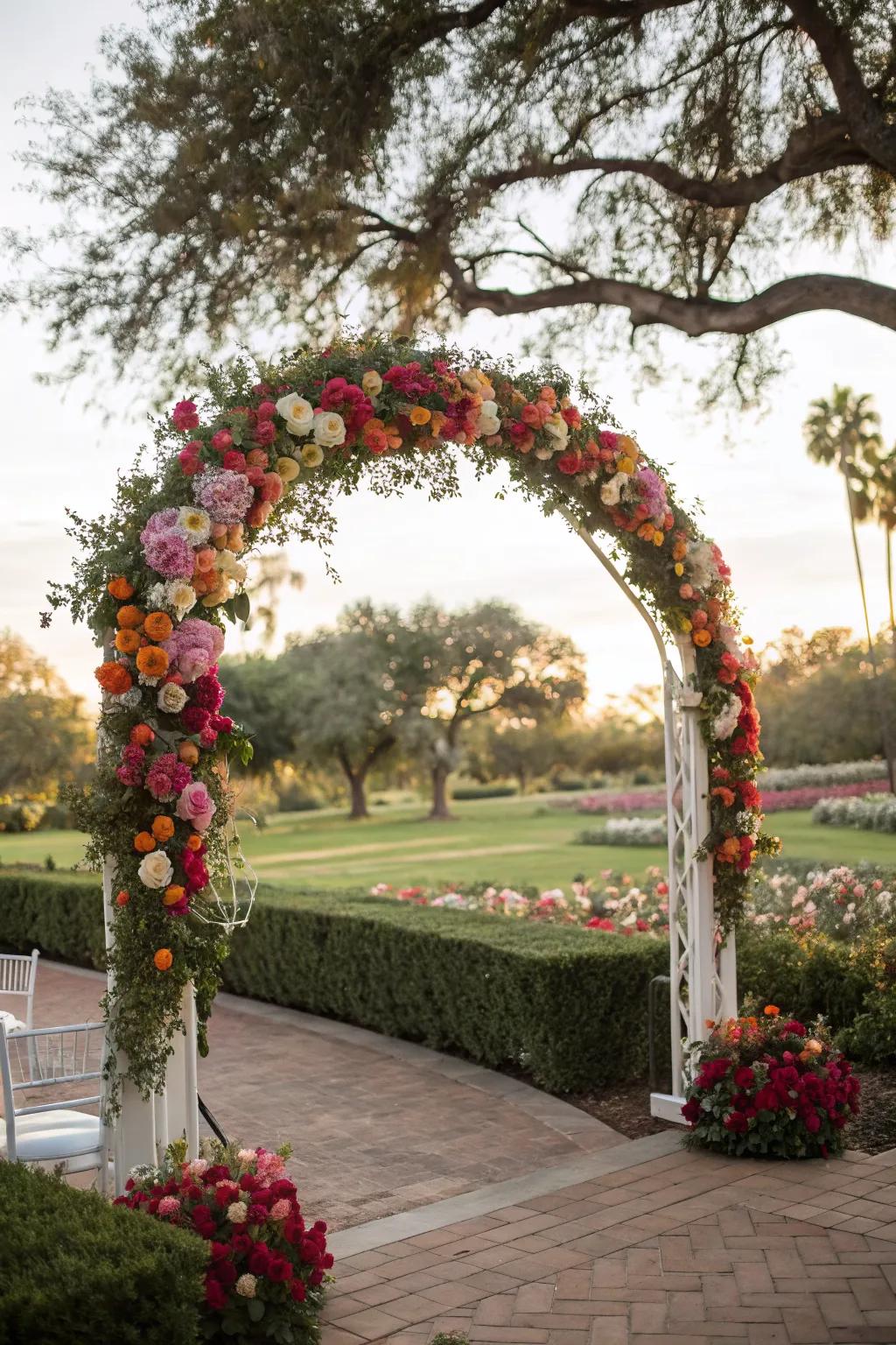 A floral arch for a romantic ceremony.