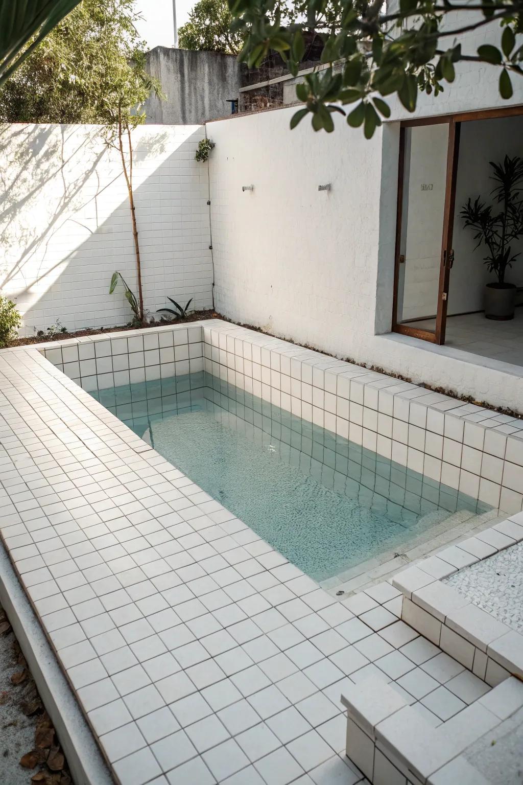 Minimalist tiles create a sleek and modern pool.