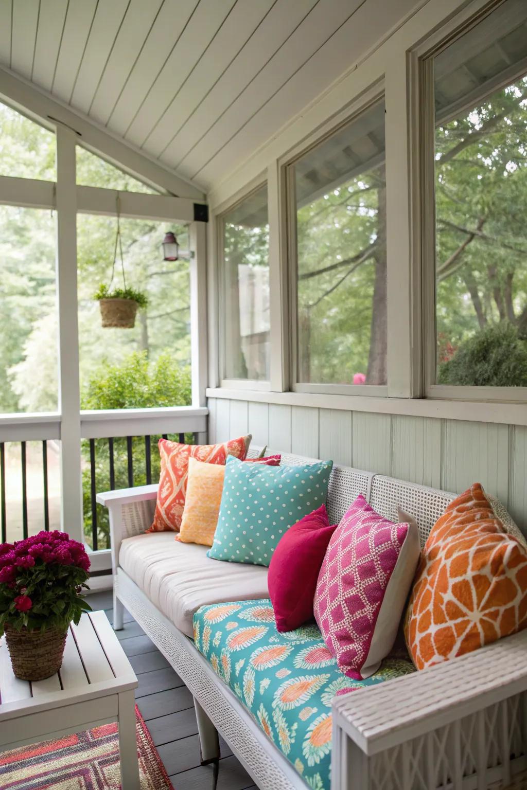 Throw pillows are an easy way to infuse color into your space.