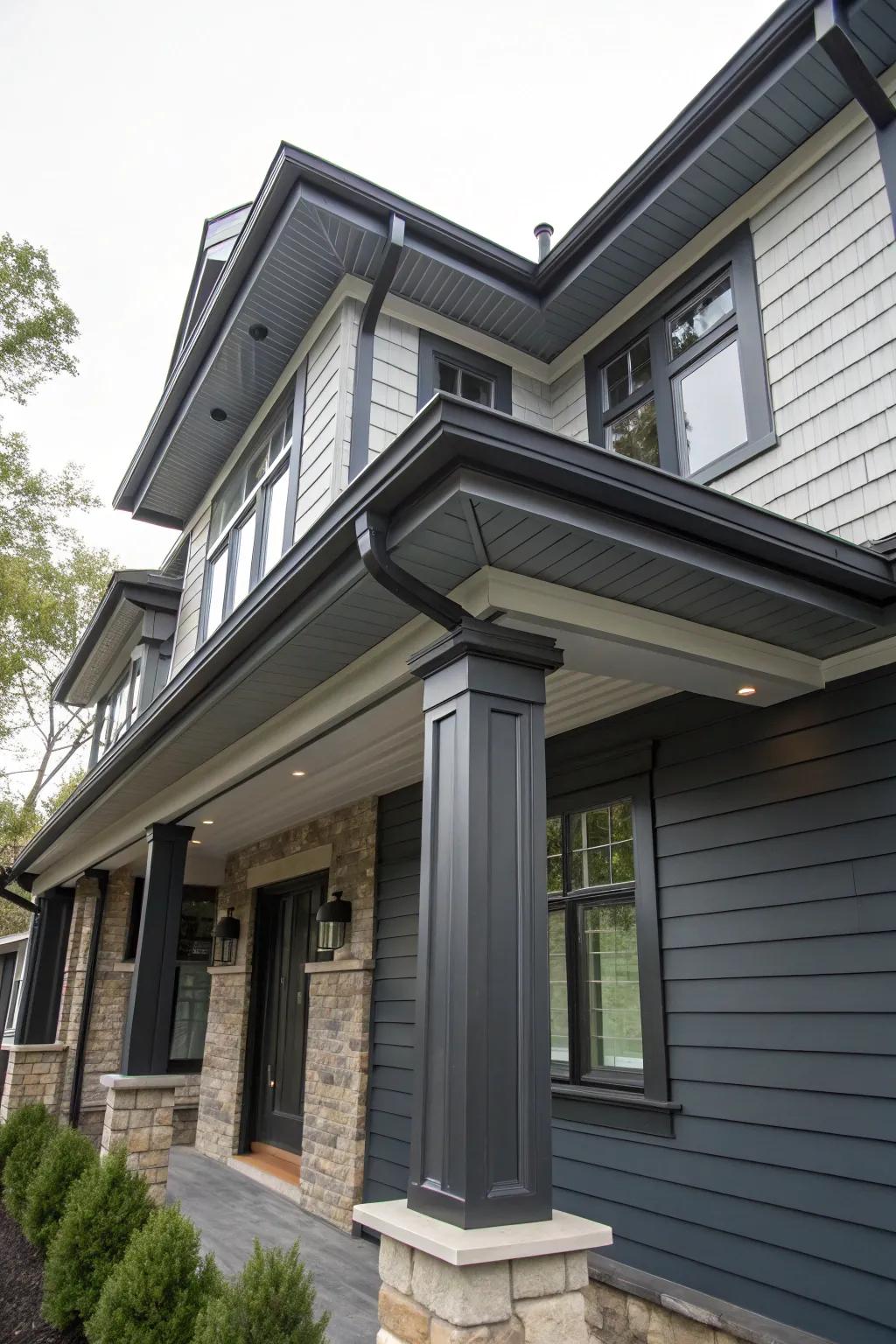 Dark gray adds depth and drama to any exterior.