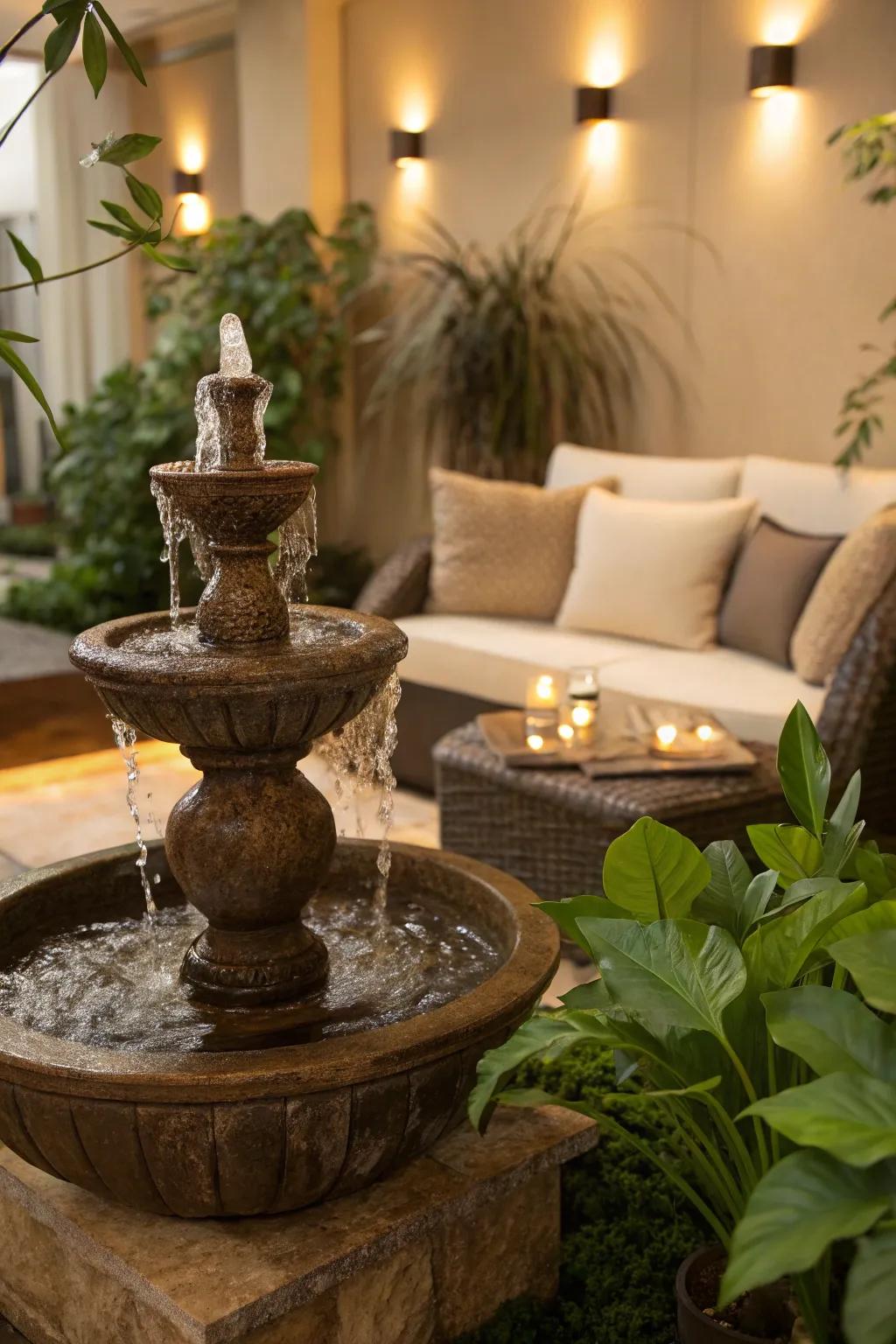Zen water features bring soothing sounds to your home spa.