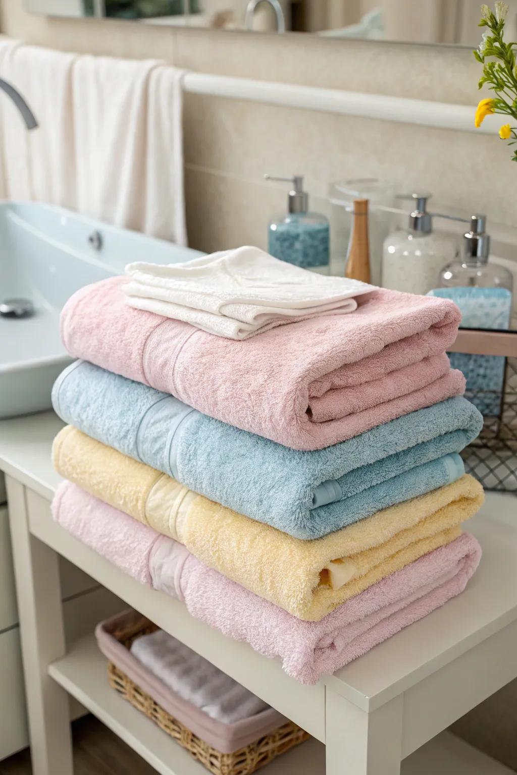 Plush towels offering comfort and luxury in any bathroom.