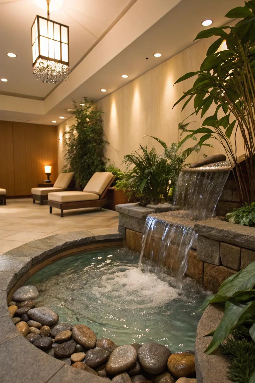 The sound of water adds a layer of tranquility to your spa.