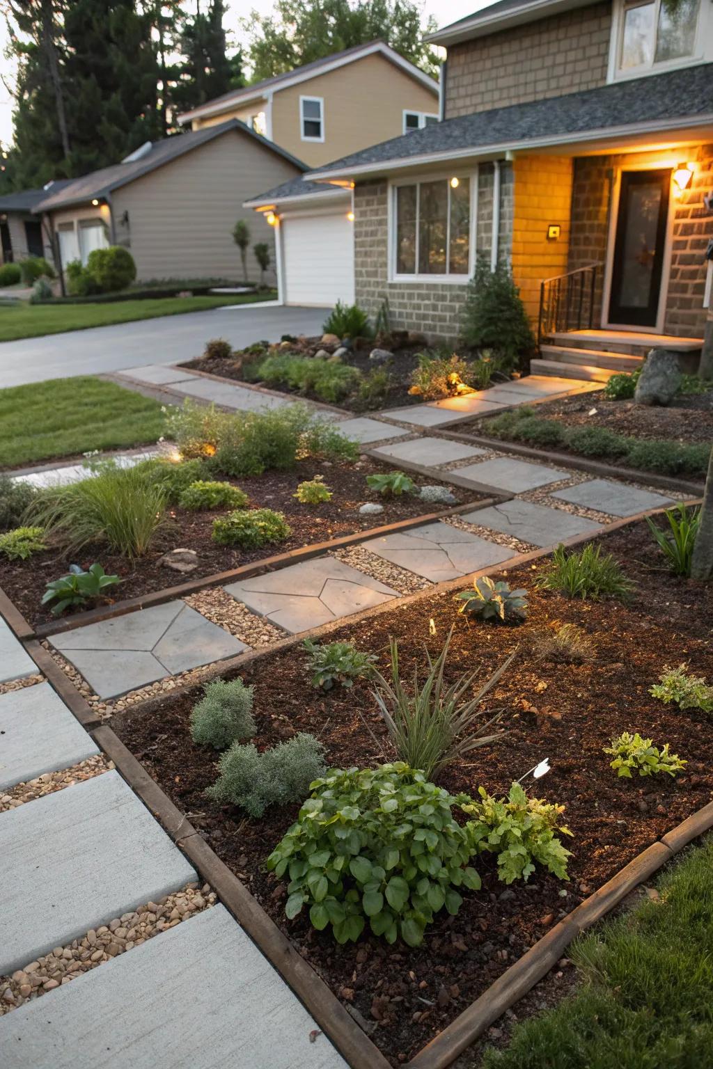 Ground cover and mulch for defined, low-maintenance spaces.